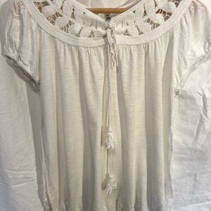 Max Studio Cream Puff Sleeve Tie Front Blouse